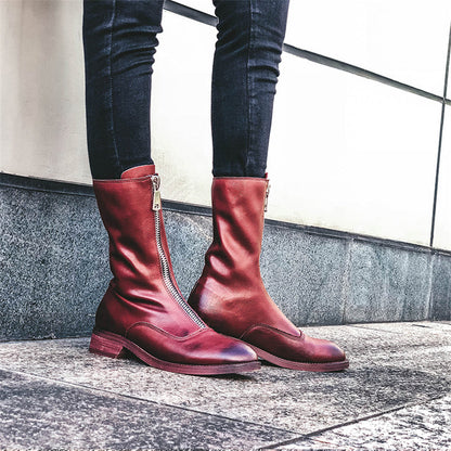 Lily – Retro-Style Reversed Martin Boots for Women