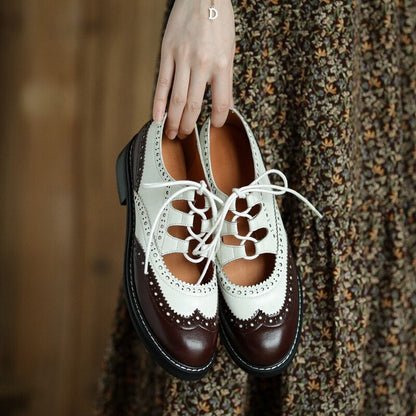 Marie – Stylish Women's Oxford Lace-Up Shoes in Vegan Leather with Color Combination