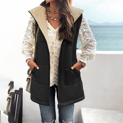 Marie – Casual Women's Vest with Hood and Pockets