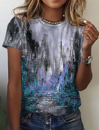 Rebecca – Abstract Retro Print Short Sleeve Shirt