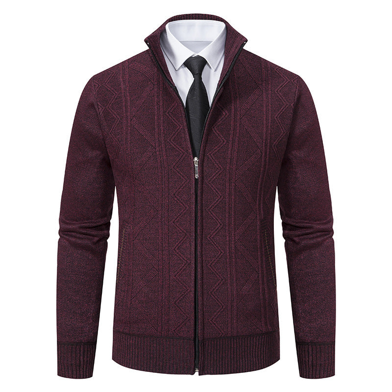 Bernard – Wool Men's Cardigan with Stand Collar for Fall and Winter