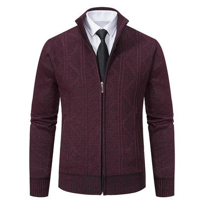 Bernard – Wool Men's Cardigan with Stand Collar for Fall and Winter
