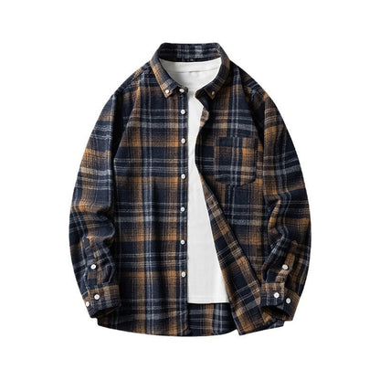 Leonard – Long Sleeve Men's Flannel Shirt with Plaid Pattern