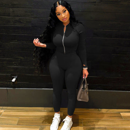 Judith – Urban Casual Suit with Stand-Up Collar and Zipper