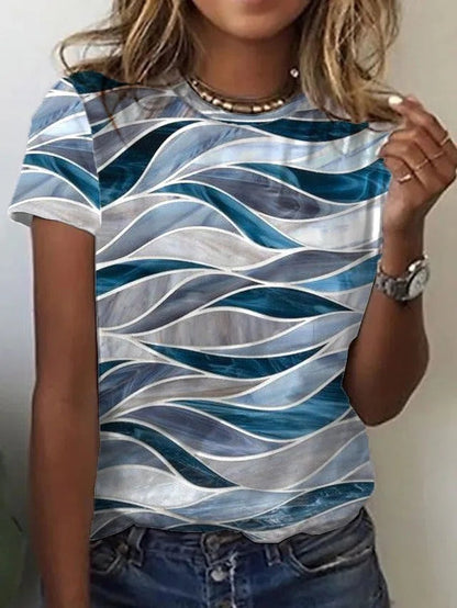 Rebecca – Abstract Retro Print Short Sleeve Shirt