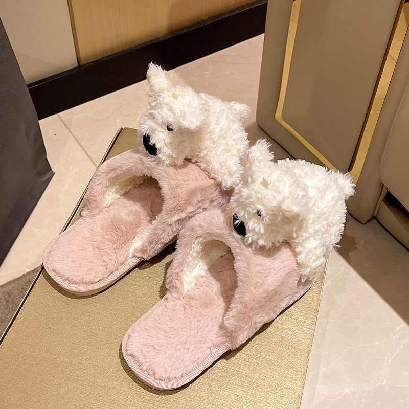Katy – Fluffy Puppy Slippers in Cotton