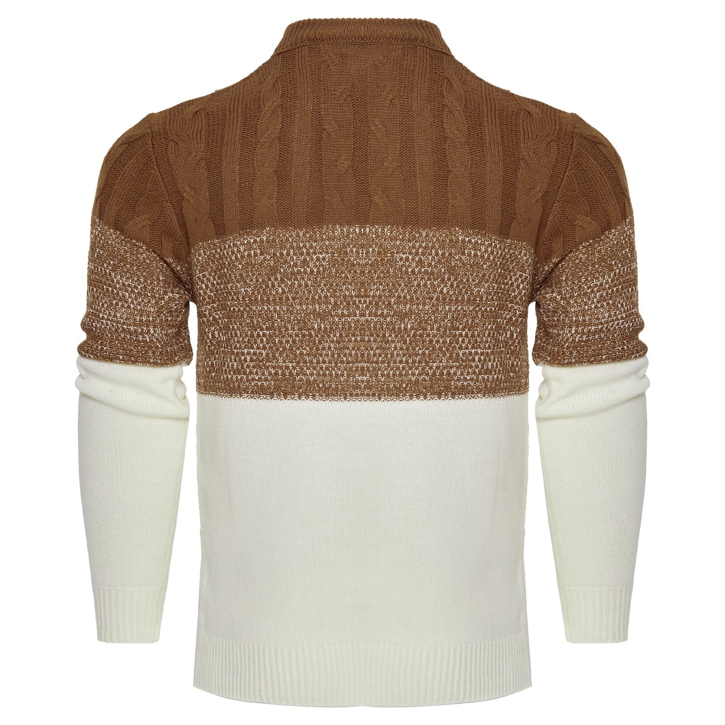Callum – Casual Color Block Long Sleeve Sweater with Cable Knit