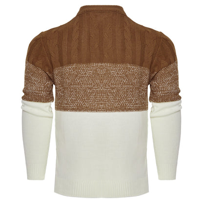 Callum – Casual Color Block Long Sleeve Sweater with Cable Knit