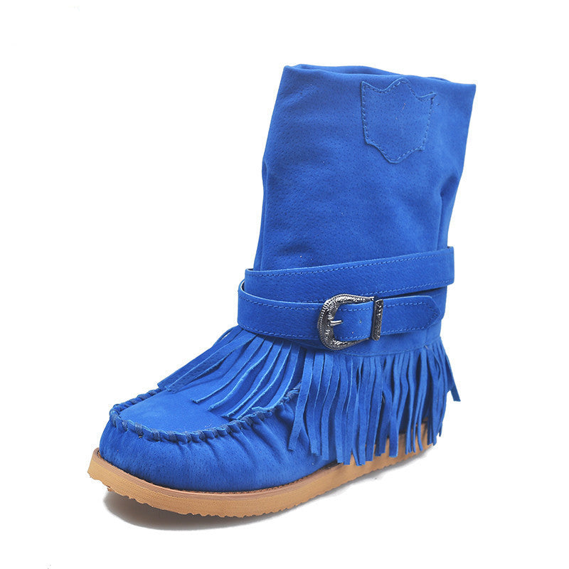 Kim – Stylish Women's Boots with Fringe and Buckle