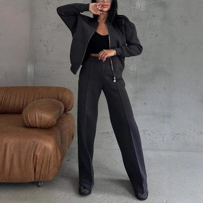 Jean – Tracksuit with Zipper and Wide-Leg Pants