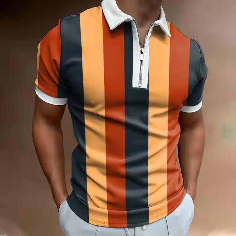 Austin – Striped Men's Polo Shirt with Short Sleeves