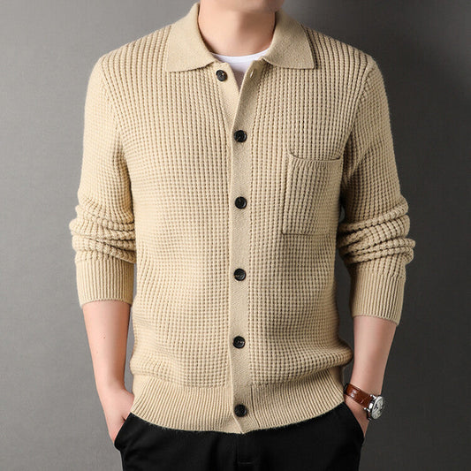 Frank – Twist Jacquard Lapel Cardigan for Men