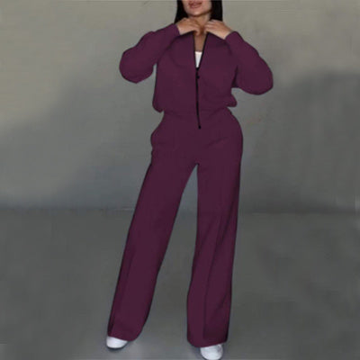 Jean – Tracksuit with Zipper and Wide-Leg Pants