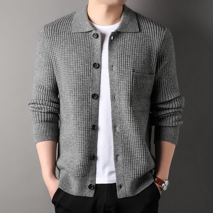 Frank – Twist Jacquard Lapel Cardigan for Men