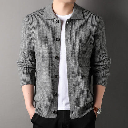 Frank – Twist Jacquard Lapel Cardigan for Men