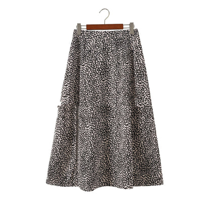 Rose – Long A-Line Skirt with Leopard Print