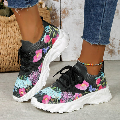 Wendy – Breathable Women's Sneakers with Floral Pattern