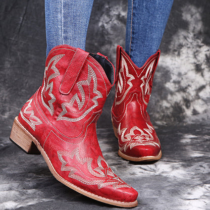 Mary – Embroidered Cowgirl Boots with Wedge Heel