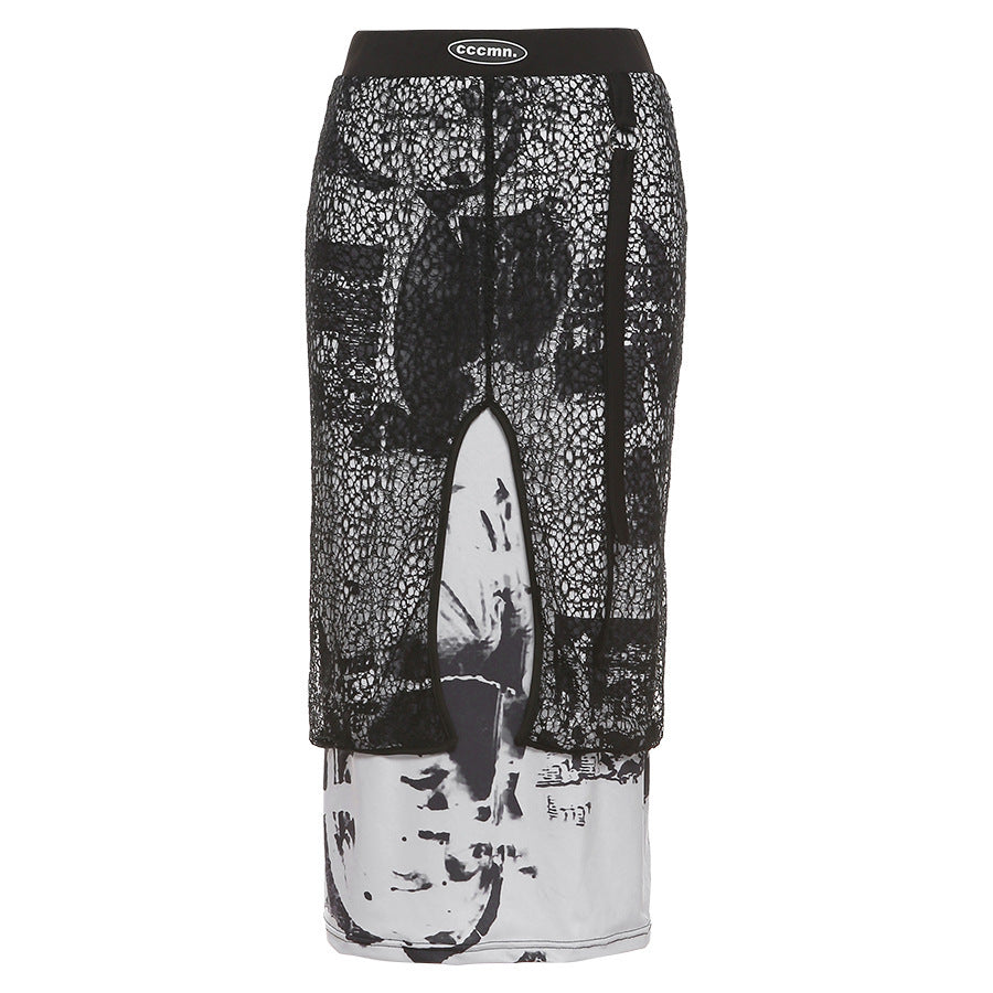 Miranda – Women's Skirt with Gradient and Floral Pattern