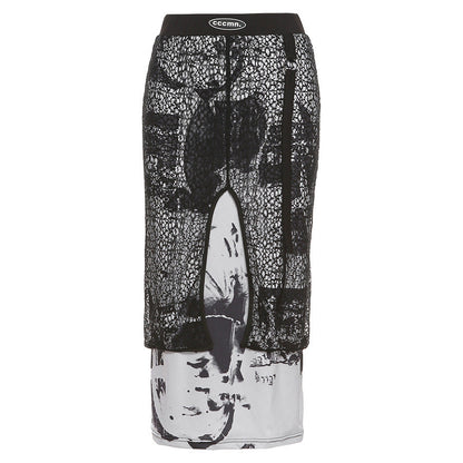 Miranda – Women's Skirt with Gradient and Floral Pattern