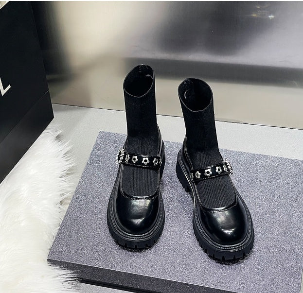 Rose – Thick-Sole Women's Sock Boots in Martin Style