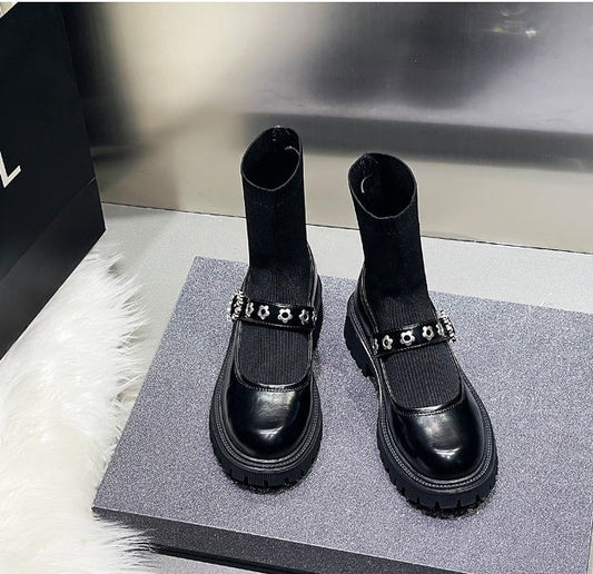 Rose – Thick-Sole Women's Sock Boots in Martin Style