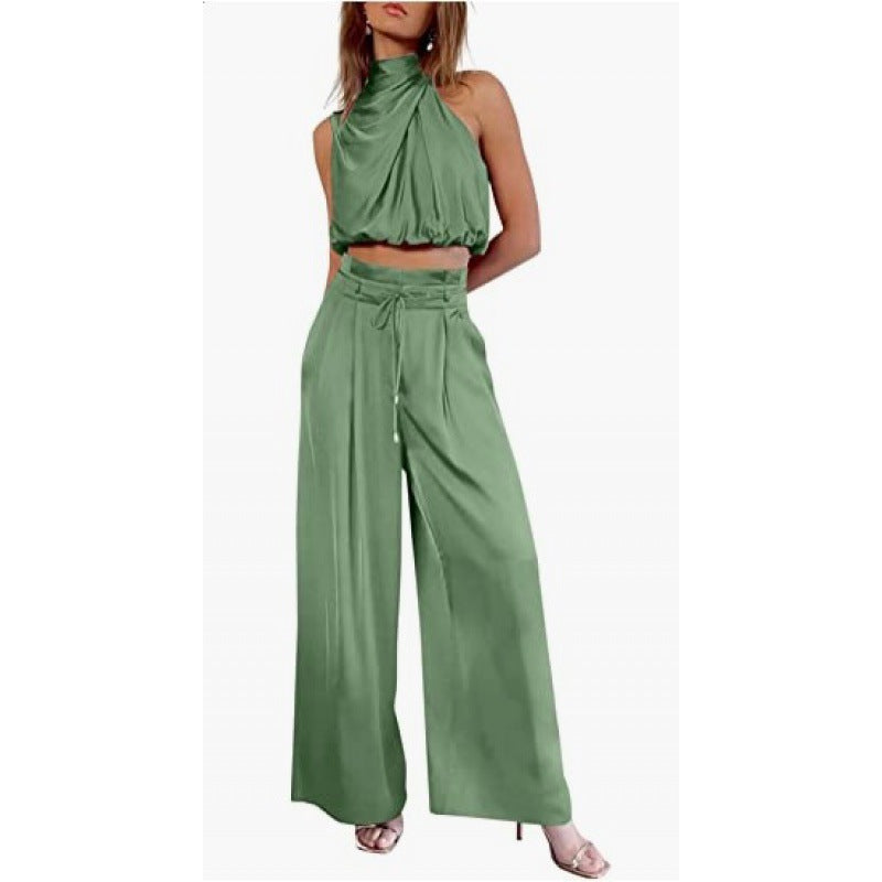 Carly – Fashionable Sleeveless Top and Wide Leg Pants Set