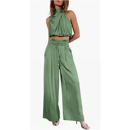 Carly – Fashionable Sleeveless Top and Wide Leg Pants Set