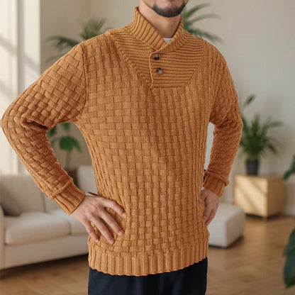 Alan – Slim Fit Men's Turtleneck Sweater with Button Design