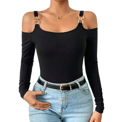 Samantha – Simple Strap Top with Metal Hooks and Long Sleeves