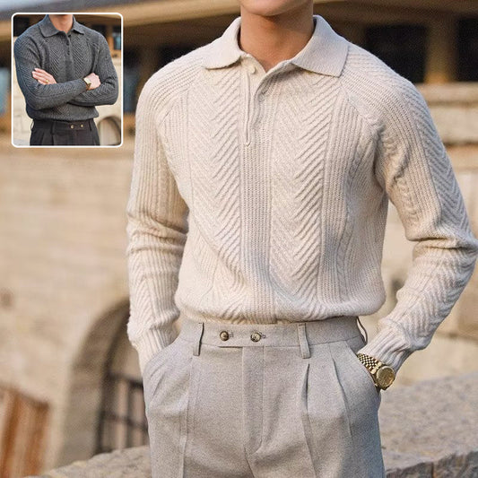 Norman – Men's Winter Knit Sweater with Lapel