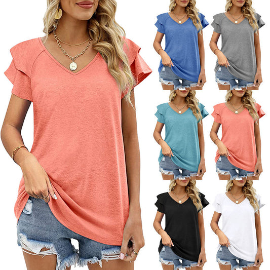 Victoria – Ruffled Short Sleeve T-Shirt Blouse