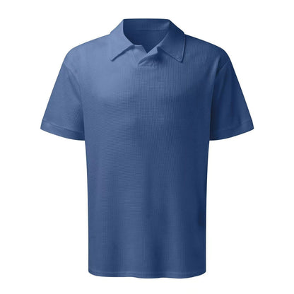Will – Men's V-Neck Polo Shirt with Waffle Pattern