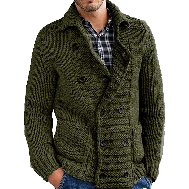 Lionel – Solid Men's Sweater with Lapel and Cardigan Design