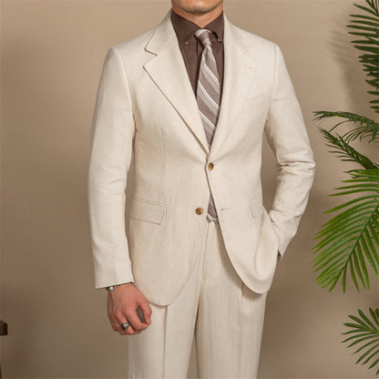 Samuel – Semi-Lined Suit with Hemp Texture