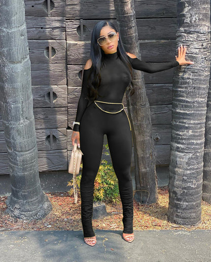 Julia – Long Women's Jumpsuit with Zipper and Pleats