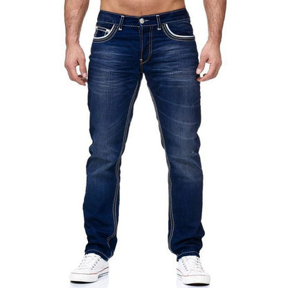 Robbie – Men's Jeans with Pockets, Straight Cut, Business Casual Daily Streetwear