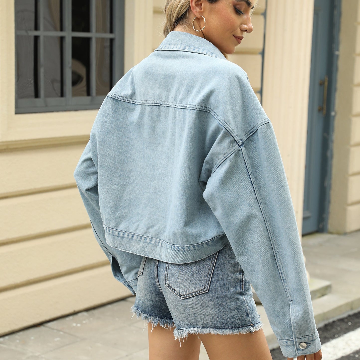 Alice – Relaxed Denim Jacket with Studded Design