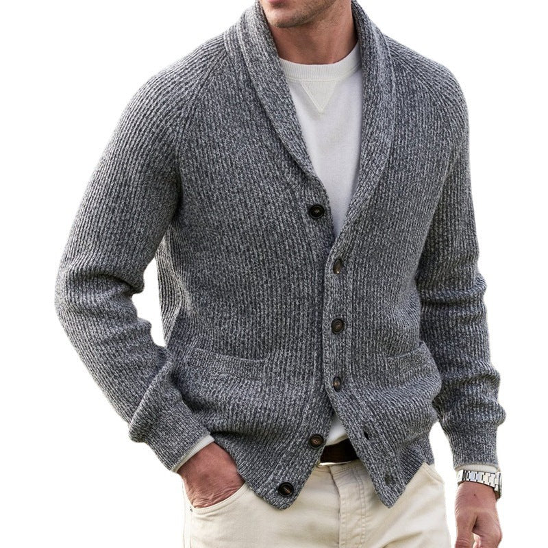 Gilbert – Mixed Color Sweater Cardigan with Lapel