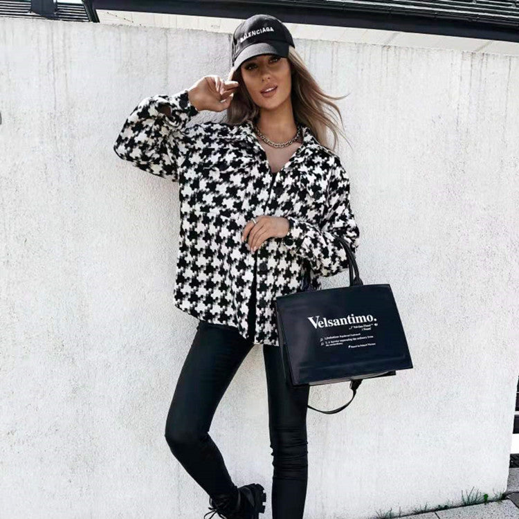 Gabrielle – Winter Blouse with Checkered Pattern for Women