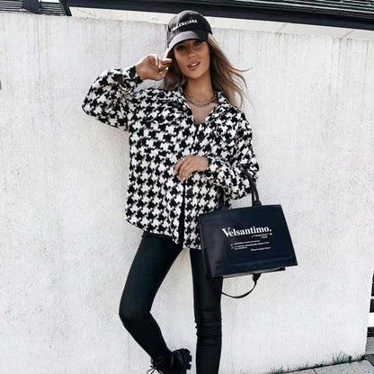 Gabrielle – Winter Blouse with Checkered Pattern for Women