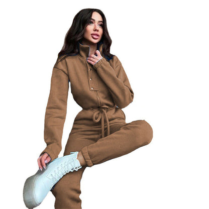 Leah – Casual High-Collar Jumpsuit for Women