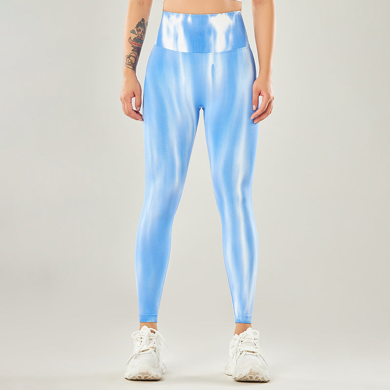 Susan – Seamless High-Waisted Yoga Pants with Aurora Tie-Dye Print