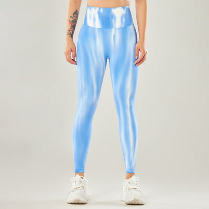 Susan – Seamless High-Waisted Yoga Pants with Aurora Tie-Dye Print