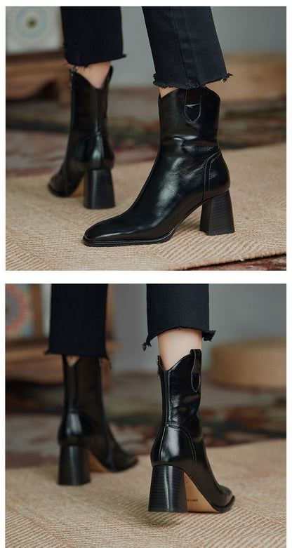 Ruth – Women's Ankle Boots with High Heel and Square Toe