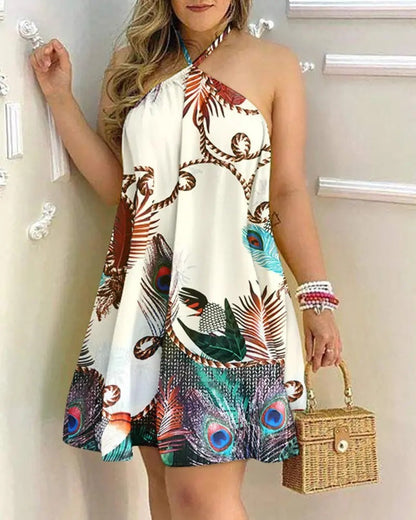 Caroline – Printed Summer Dress with Off-Shoulder Design