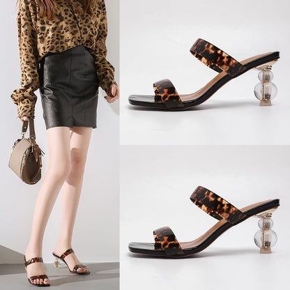 Claire – High Heels with Leopard Print and Lug Sole