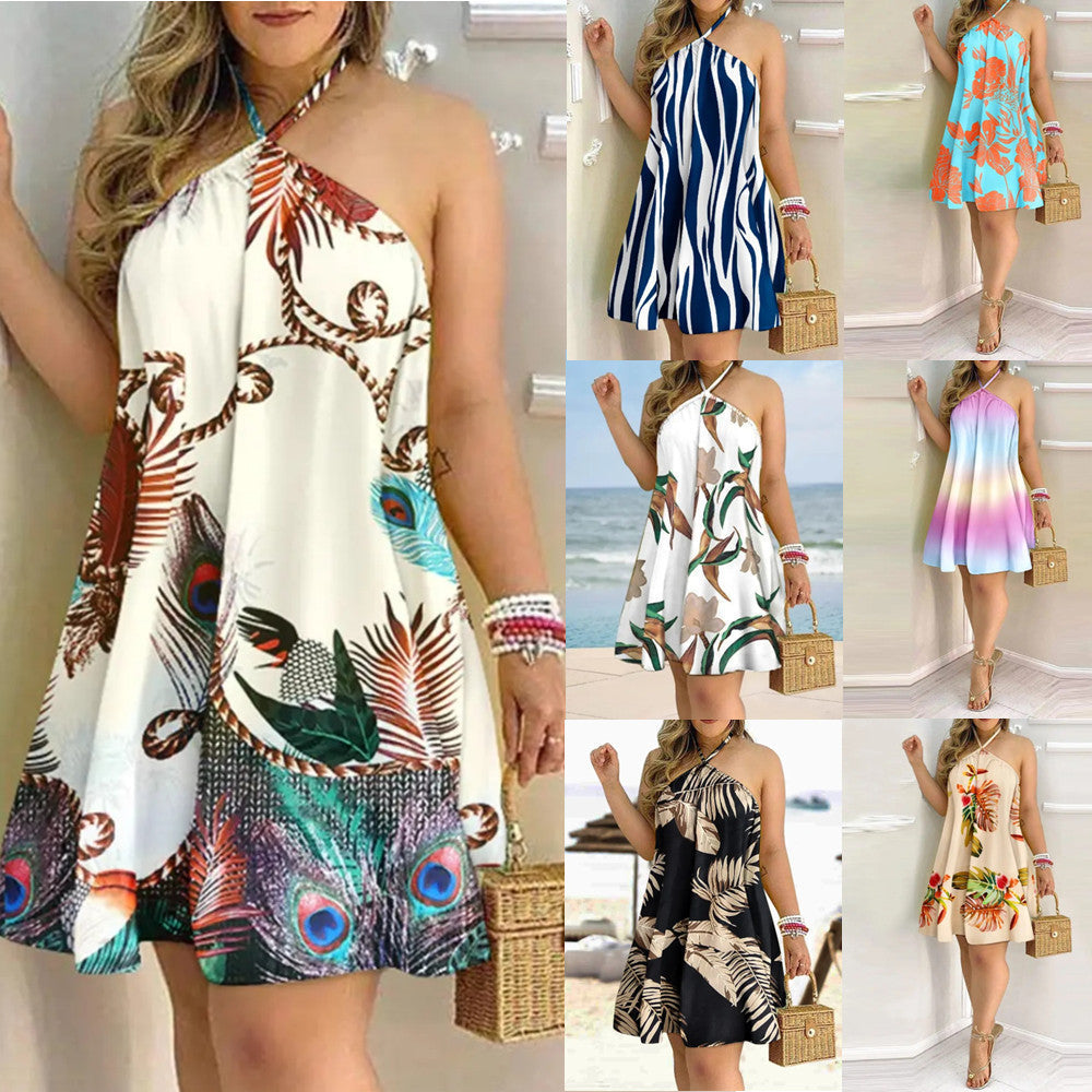 Caroline – Printed Summer Dress with Off-Shoulder Design
