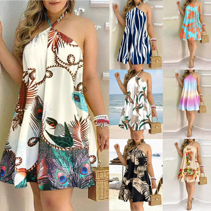 Caroline – Printed Summer Dress with Off-Shoulder Design
