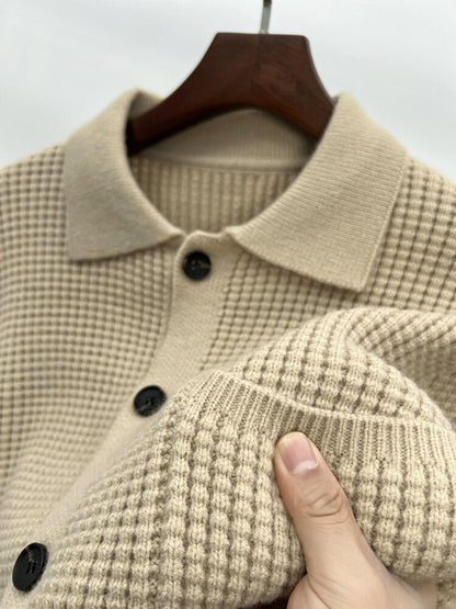 Frank – Twist Jacquard Lapel Cardigan for Men